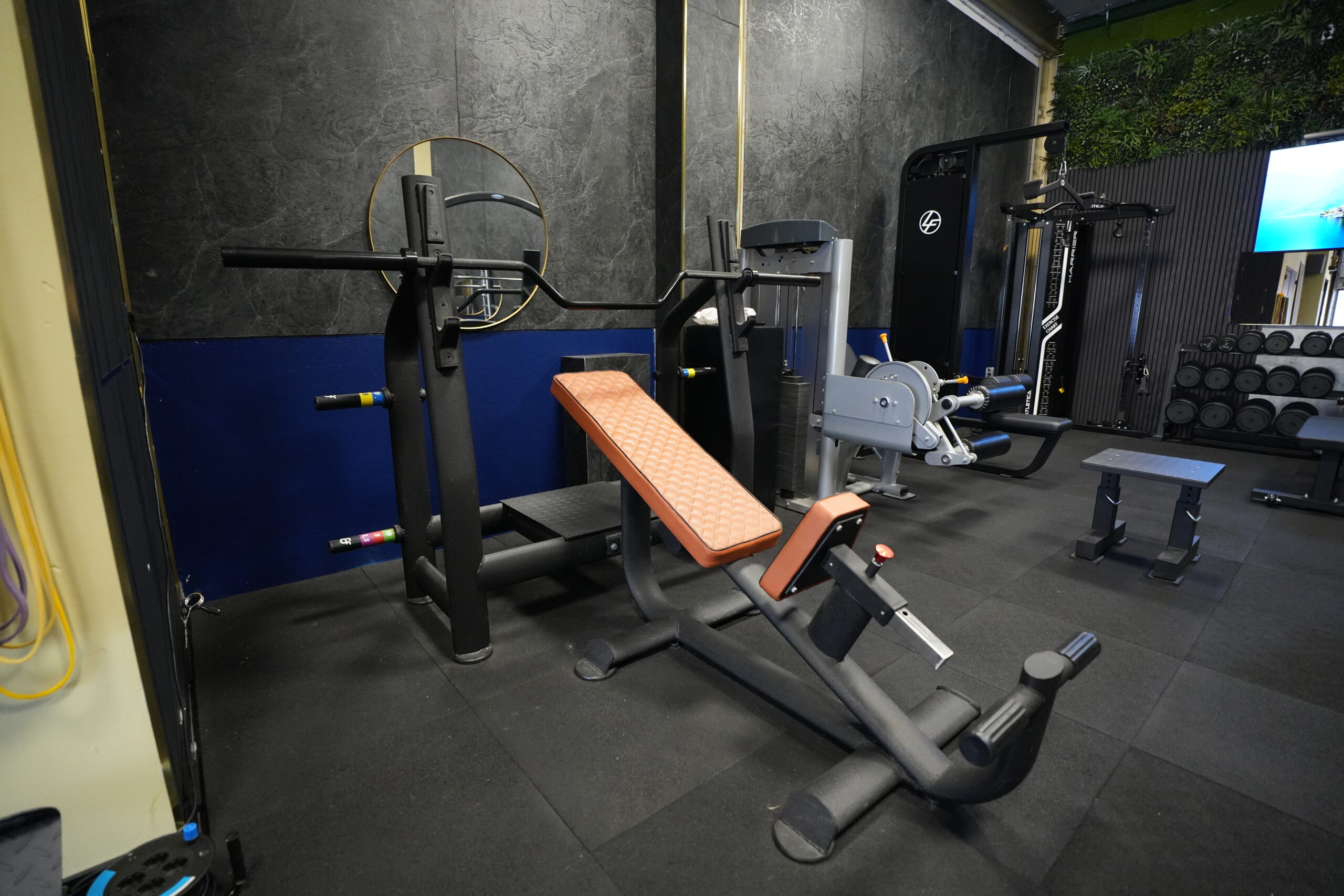 Exclusieve boutique gym van Harbor Athletics met moderne apparatuur.