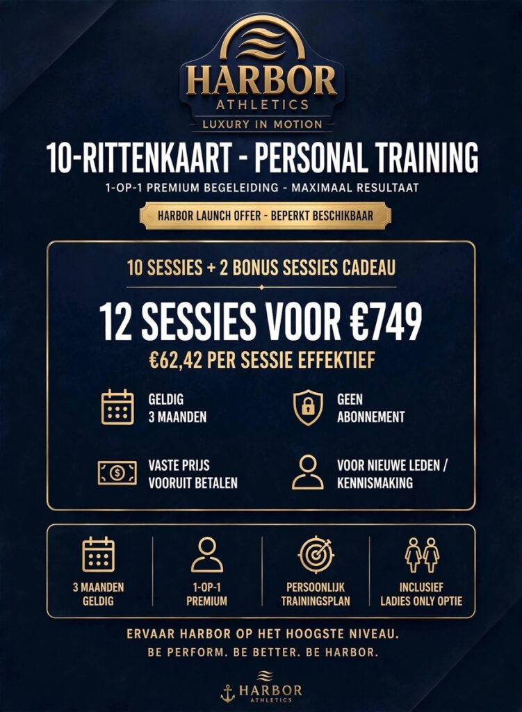 Harbor Athletics Personal Training poster - Launch offer 10-rittenkaart plus 2 gratis bonus sessies voor 749 euro