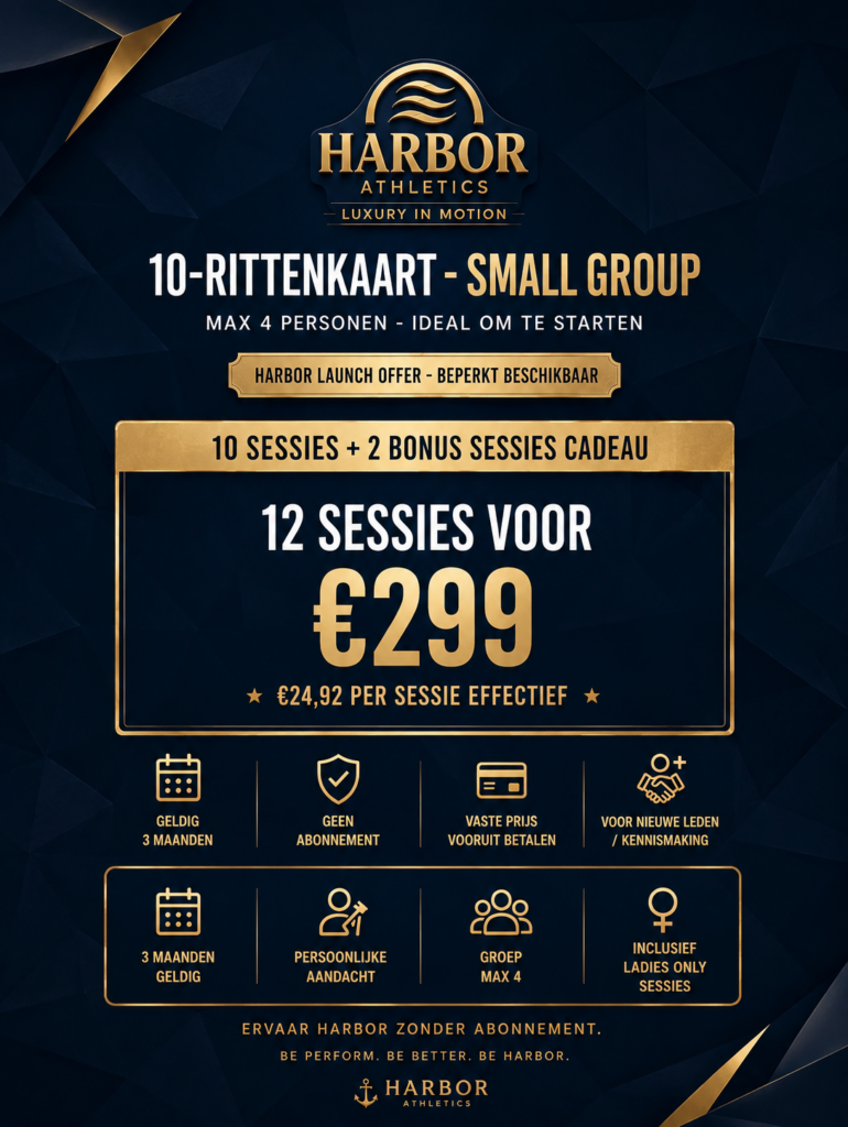 Harbor Athletics Small Group Training poster - Launch offer 10-rittenkaart plus 2 gratis bonus sessies voor 299 euro
